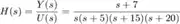 $$
H(s) = \frac{Y(s)}{U(s)} = \frac{s + 7}{s(s + 5)(s + 15)(s + 20)}
$$