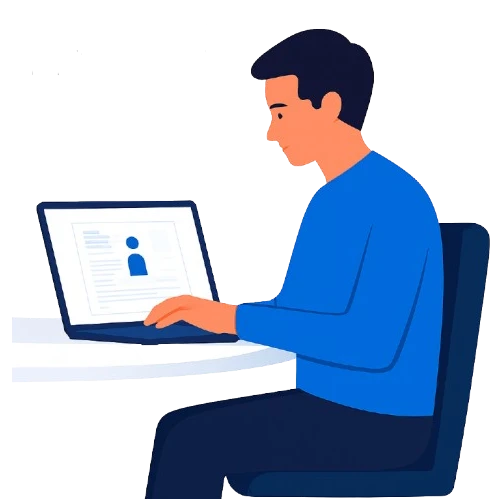 Student working on a laptop