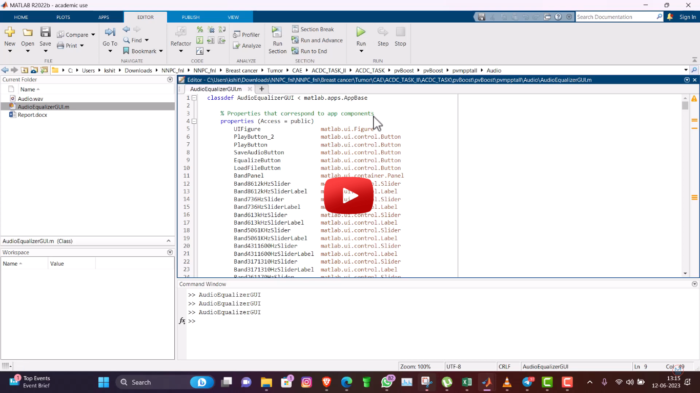 design of 8 band audio equalizer using matlab app designer