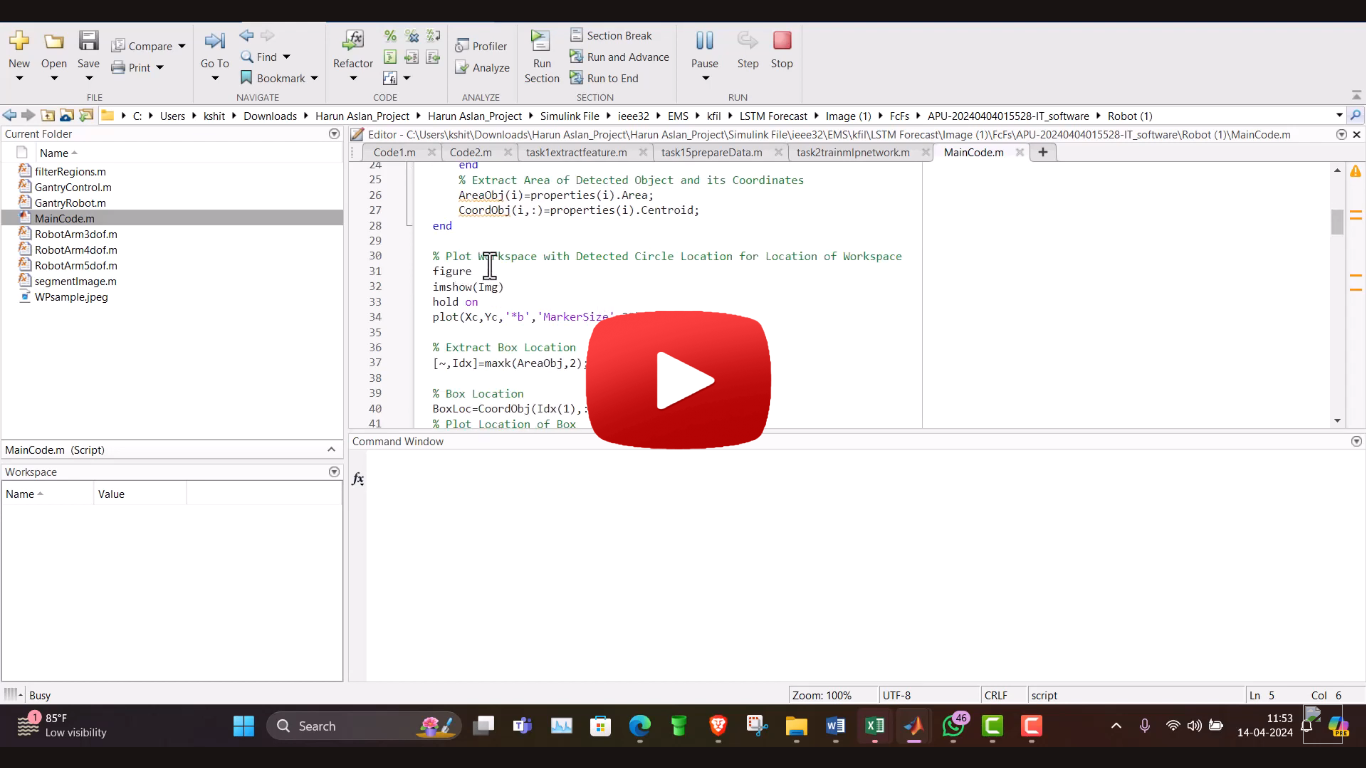 Gantry Robotic Manipulator Model simulation using MATLAB