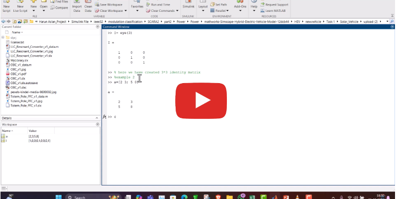 Identity Matrix In MATLABr