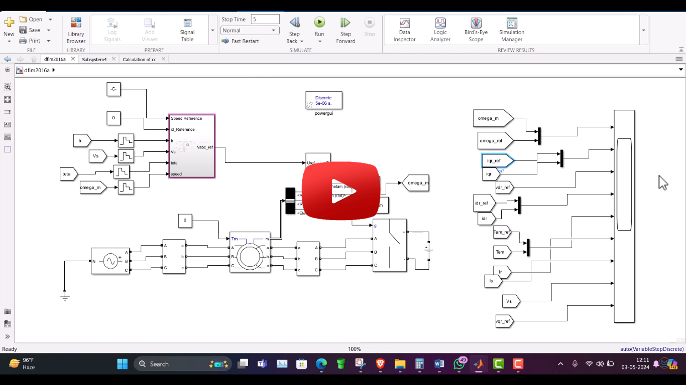 Implementation and Control of a DFIM in Matlab Simulink