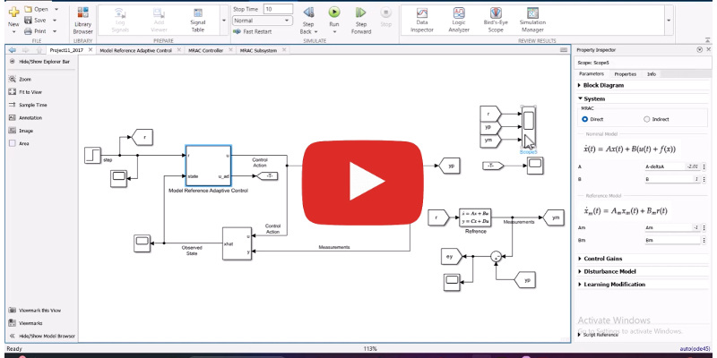 Implementing Adaptive Control in MATLAB 