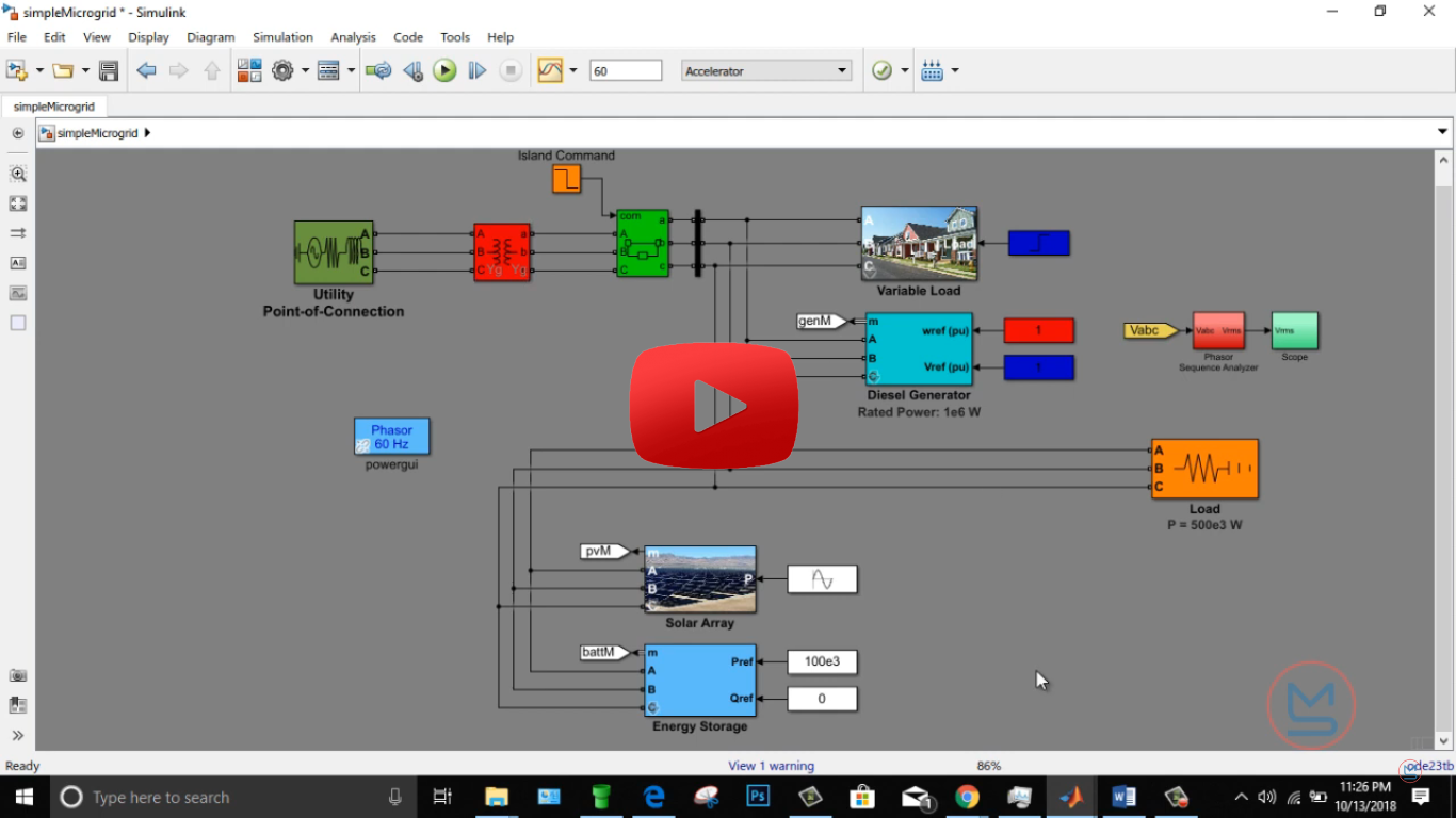 microgrid simulation with battery storage system using matlab