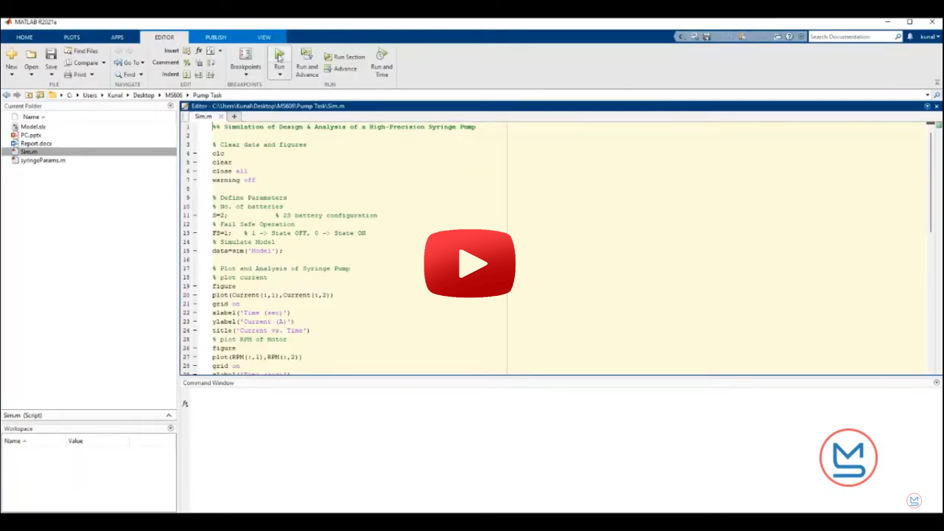 simulation of a high precision syringe pump in matlab