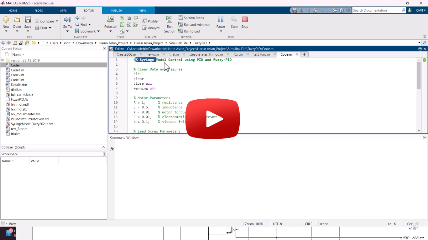 Syringe Model Control using PID and Fuzzy-PID using MATLAB