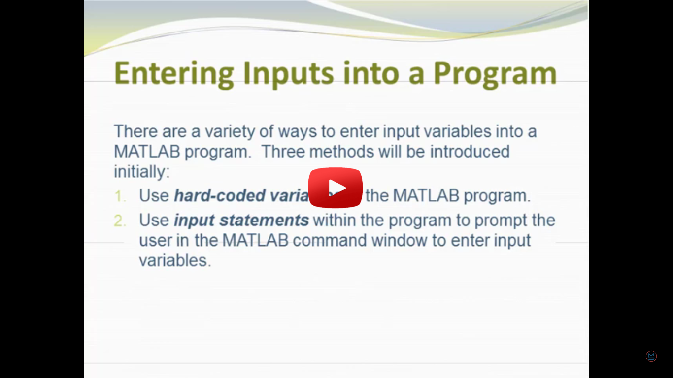 input statements in matlab programming