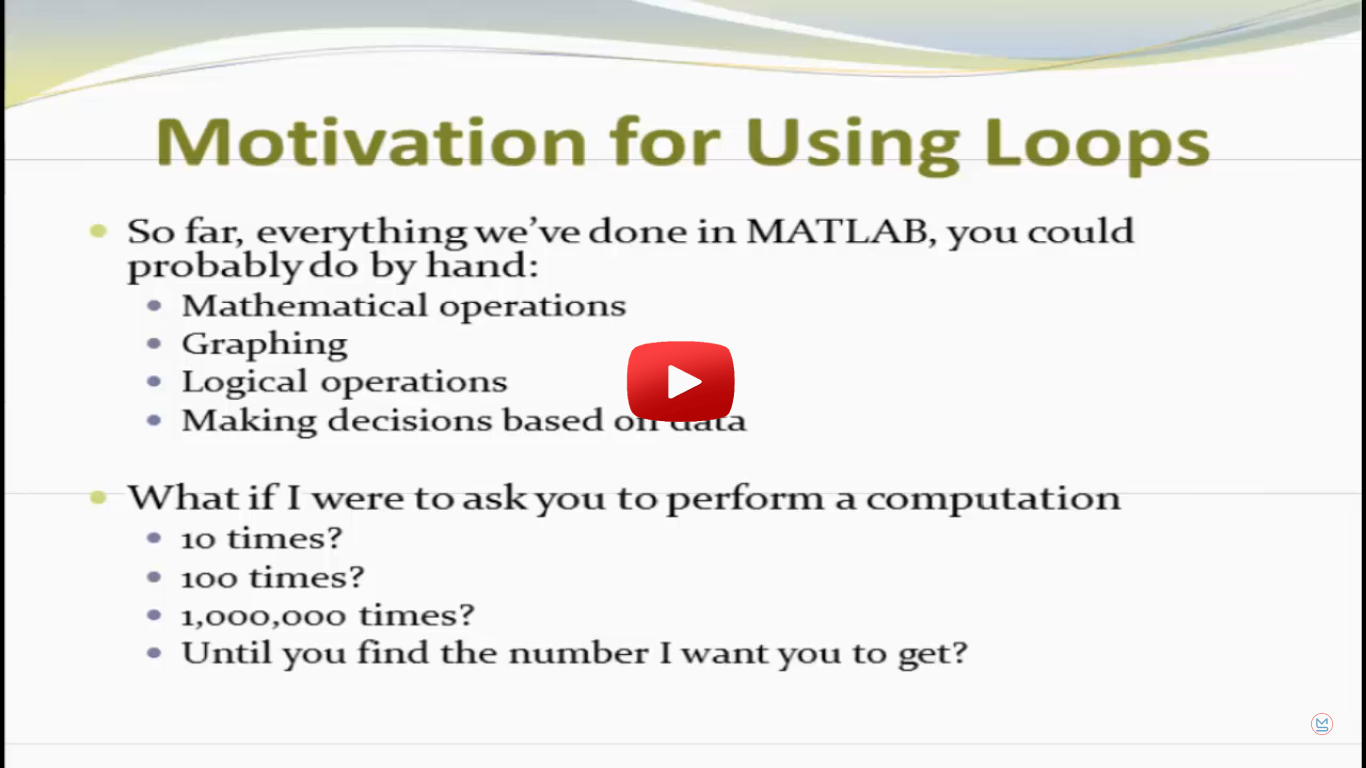 loops in matlab programming